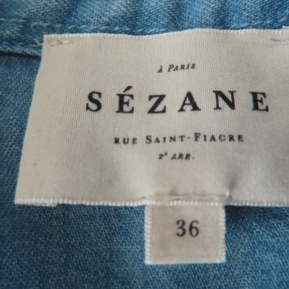 sezane rue saint fiacre denim button up floral embroidered sz 36 us 4 - Picture 5 of 6